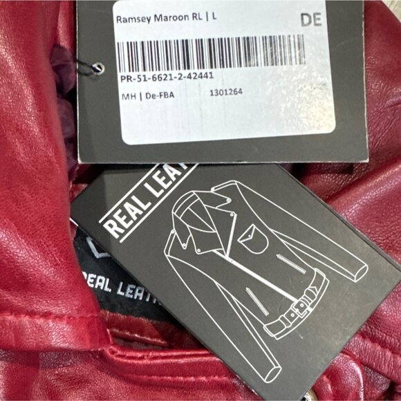 Decrum Ramsey Lambskin Leather Motorcycle Jacket Maroon Large NWT MSRP $239 - Picture 6 of 10